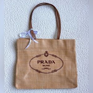 NEW Prada St Barths Exclusive VIP Shopping Raffia Tote Bag
